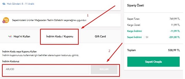 Boyner indirim kodu kullanımı