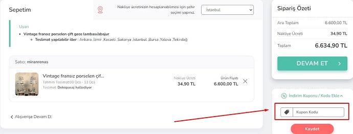 Dekopasaj kupon kodu kullanımı