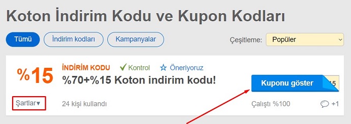 Koton indirim kodu 